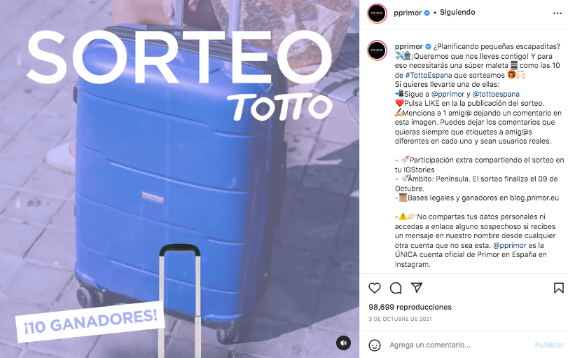 Sorteo Totto y Primor - MWLB Agencia Creativa